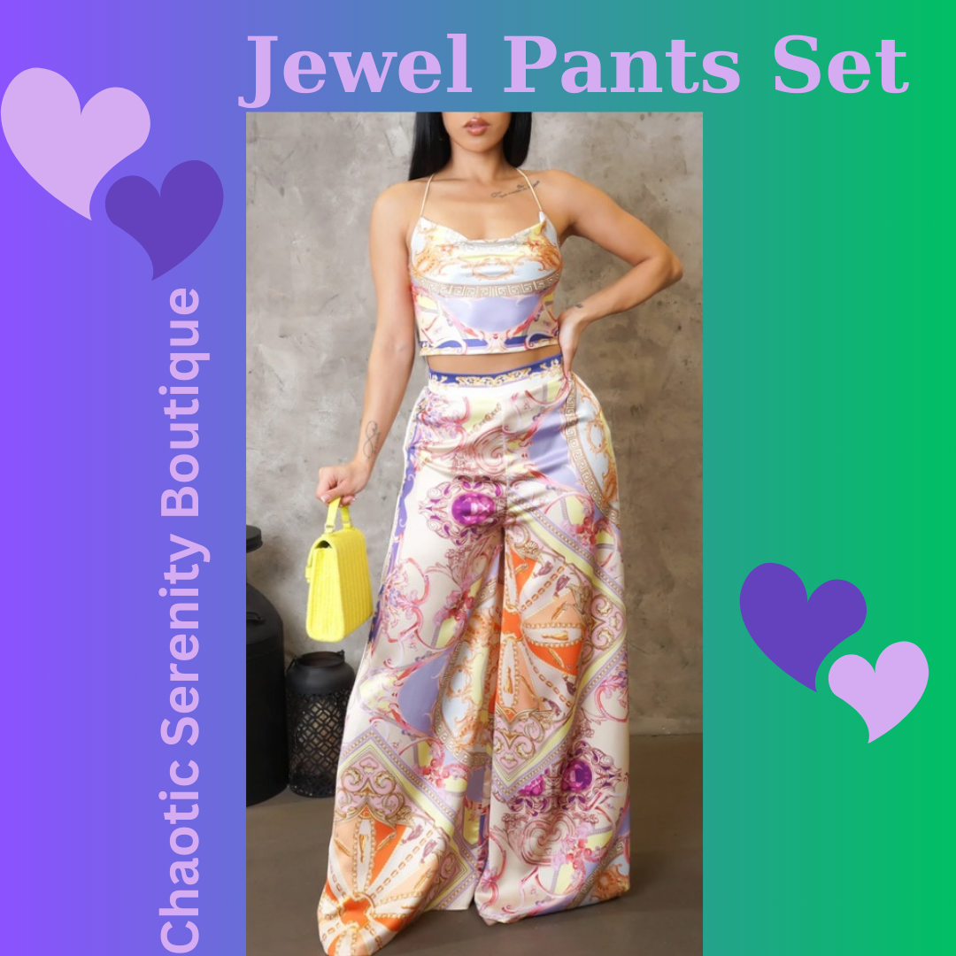 Jewel Wide Leg Pants with Crop