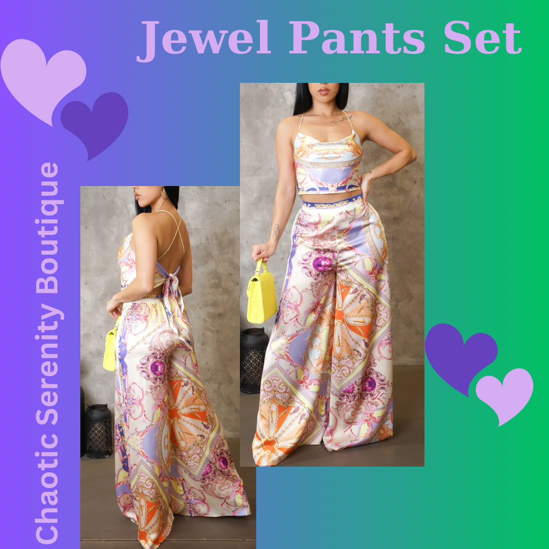 Jewel Wide Leg Pants with Crop