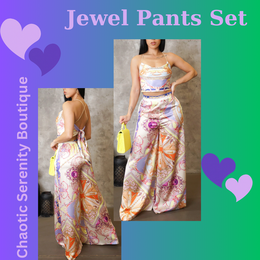 Jewel Wide Leg Pants with Top