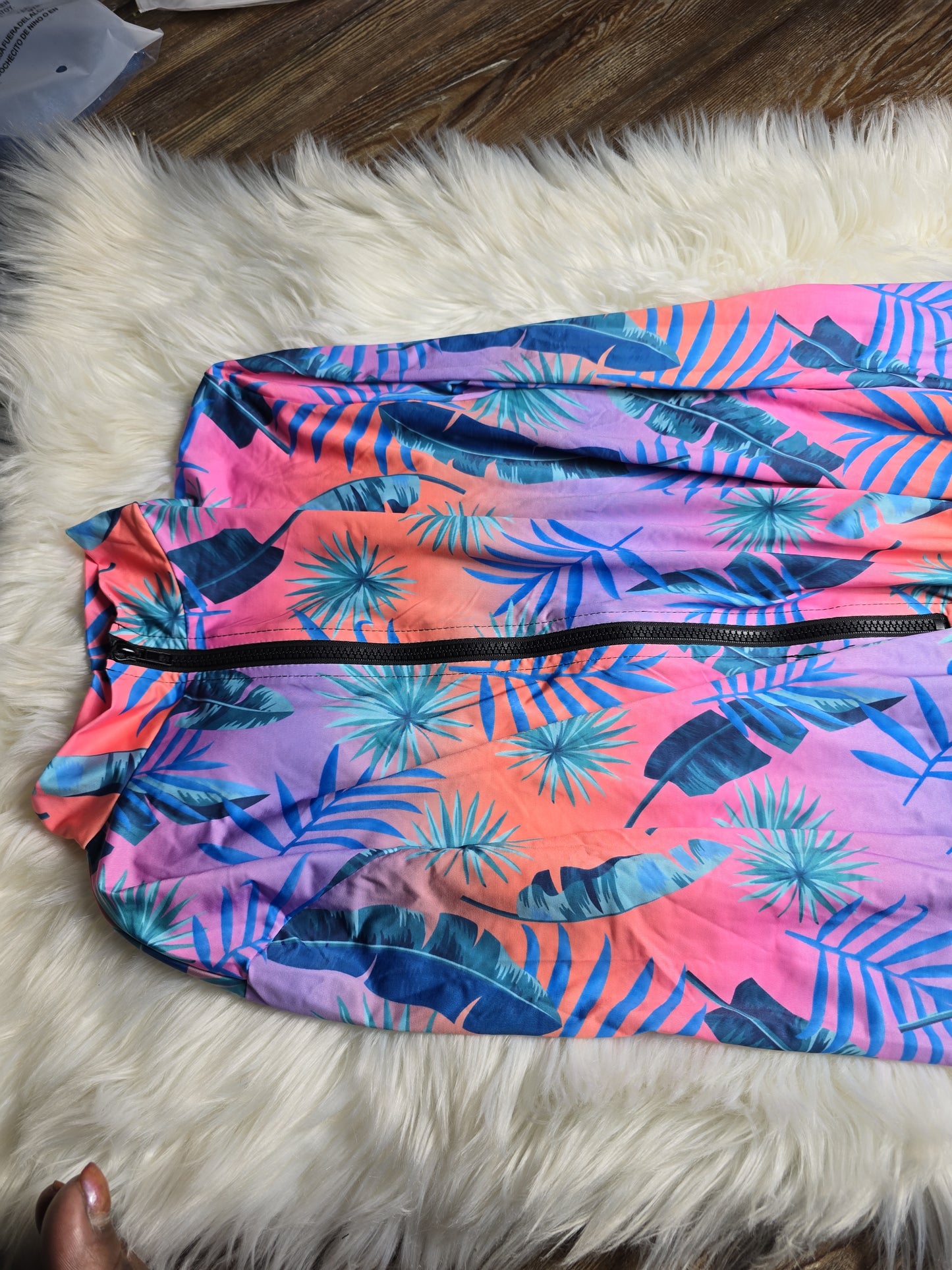 Curvaceaous Pink with leaves one piece swimsuit
