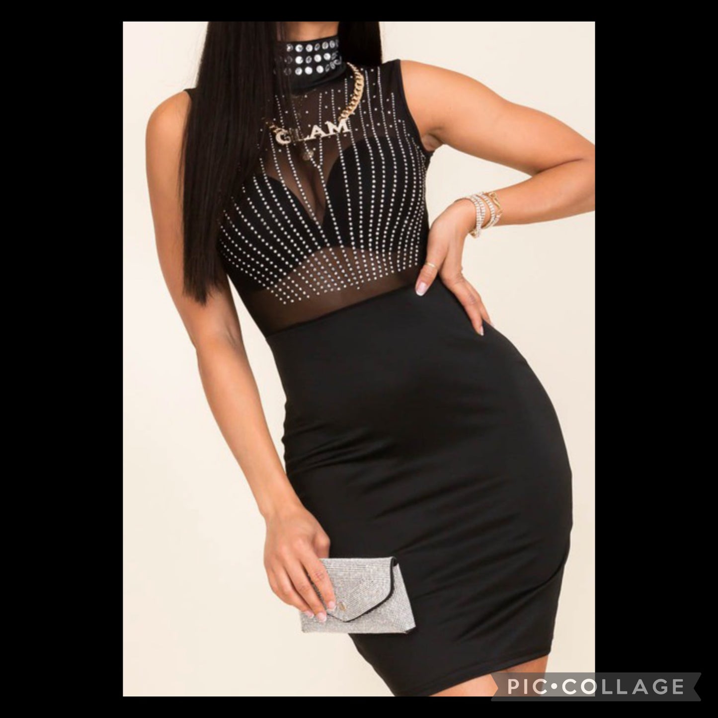 Rhinestone, See-Through Dress {Plus Size}