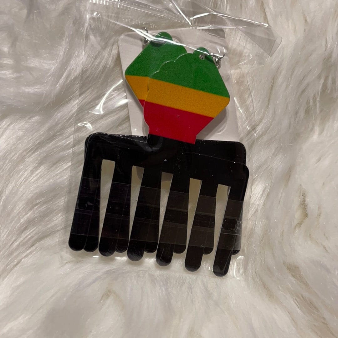 African Pride Fist and Pick Earrings