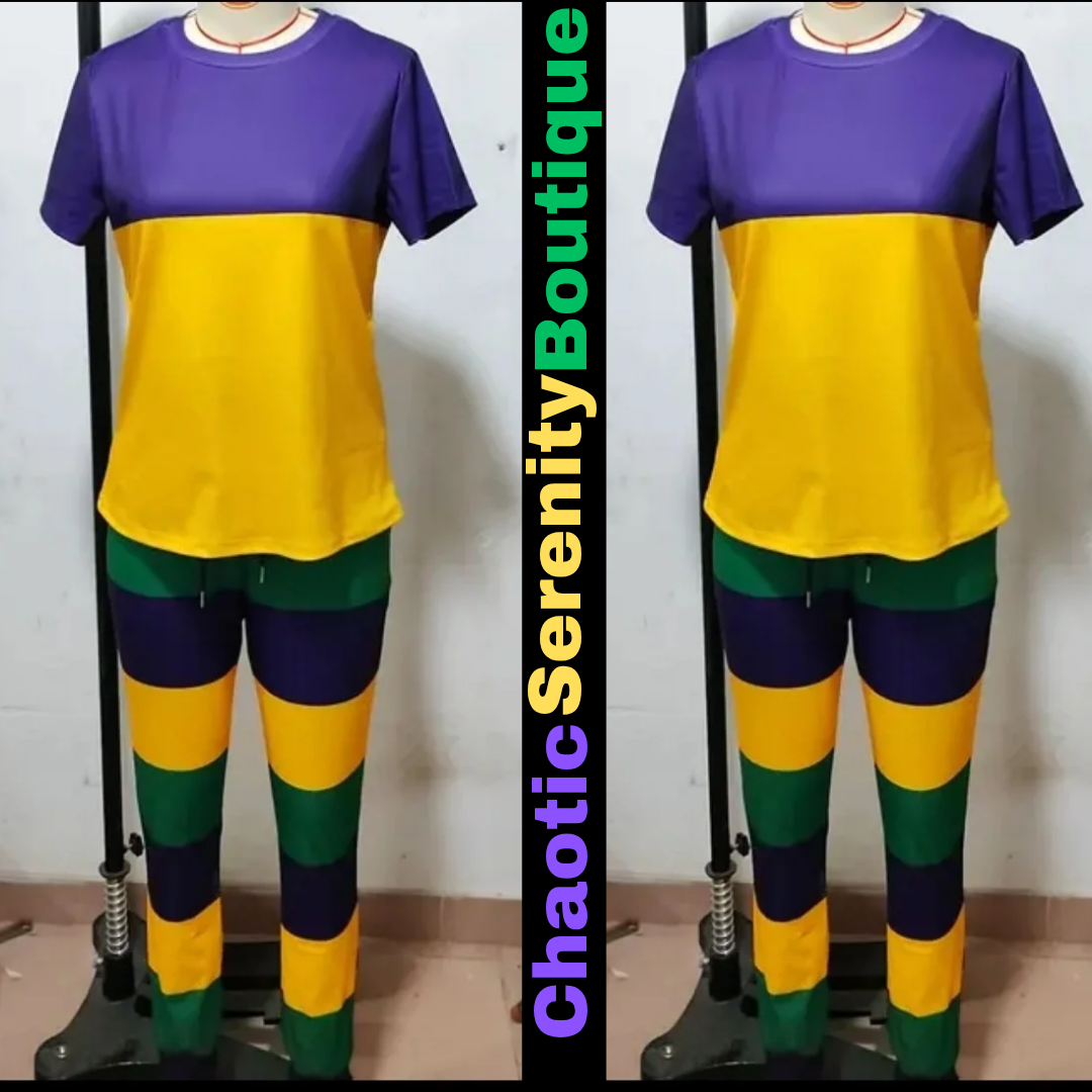 Mardi Gras Color Block 2 Piece