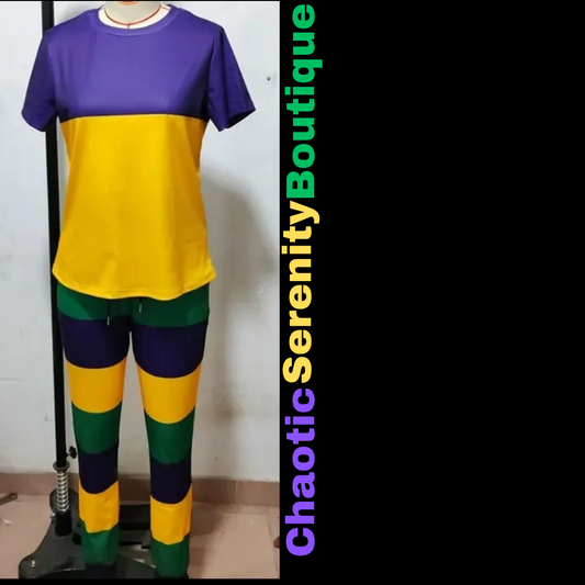 Mardi Gras Color Block 2 Piece