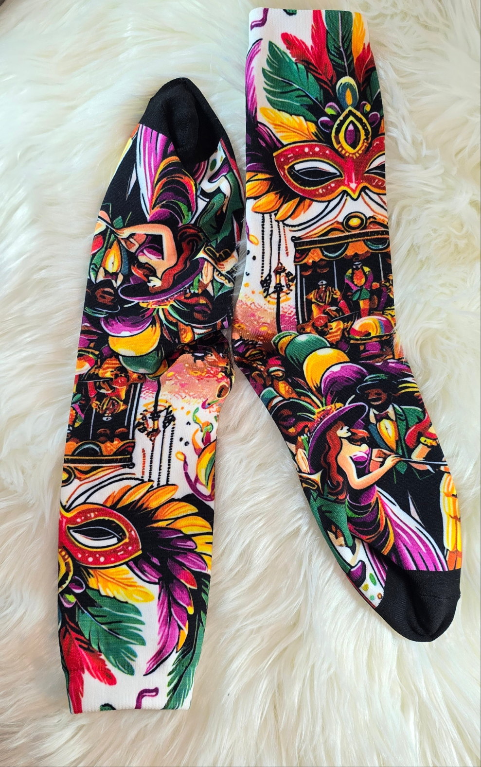 Mardi Gras mask socks