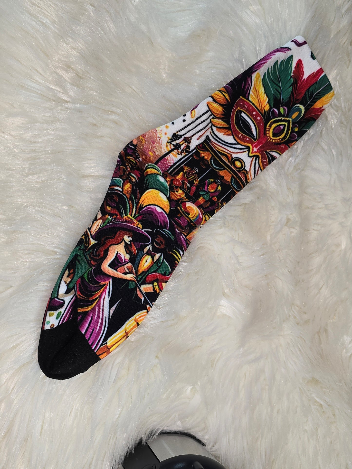 Mardi Gras mask socks