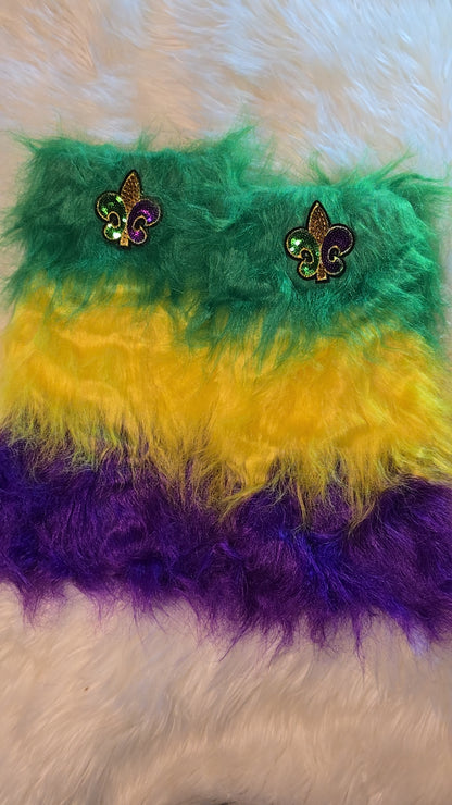 Mardi Gras Faux Fur Leg Covers