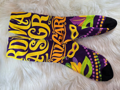 Purple Mardi Gras socks