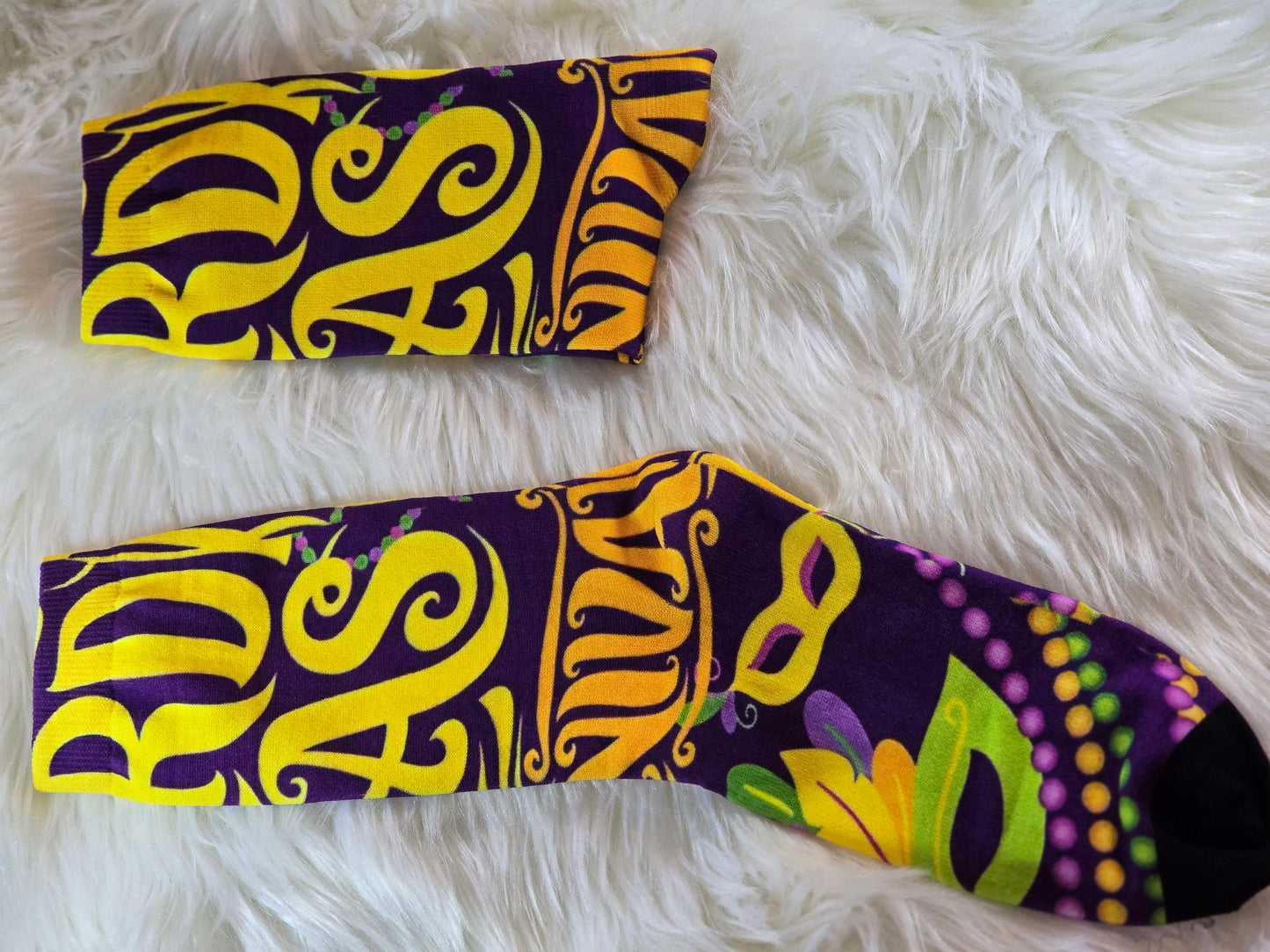 Purple Mardi Gras socks