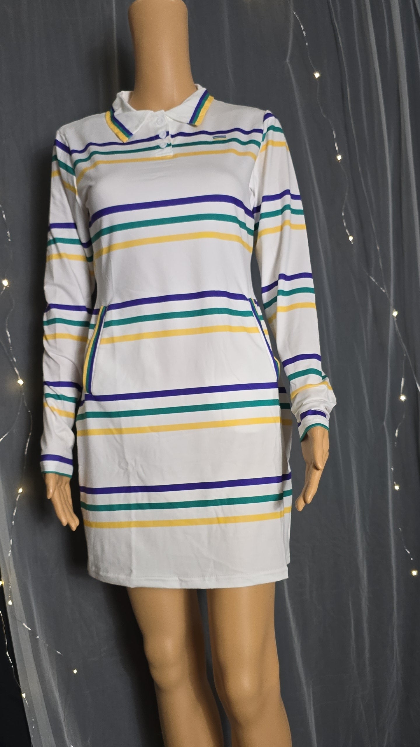 Mardi Gras Long Sleeve Dress