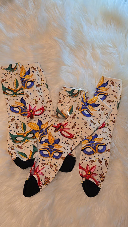 Mardi Gras Cream Carnival Mask socks