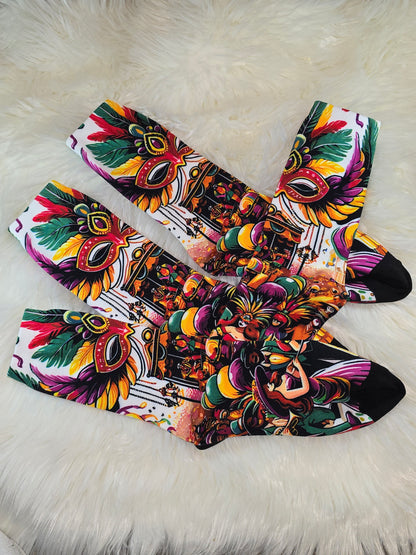 Mardi Gras mask socks