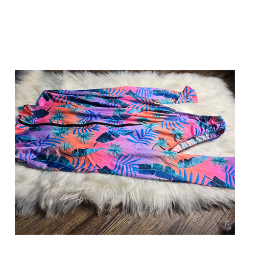 Curvaceaous Pink with leaves one piece swimsuit