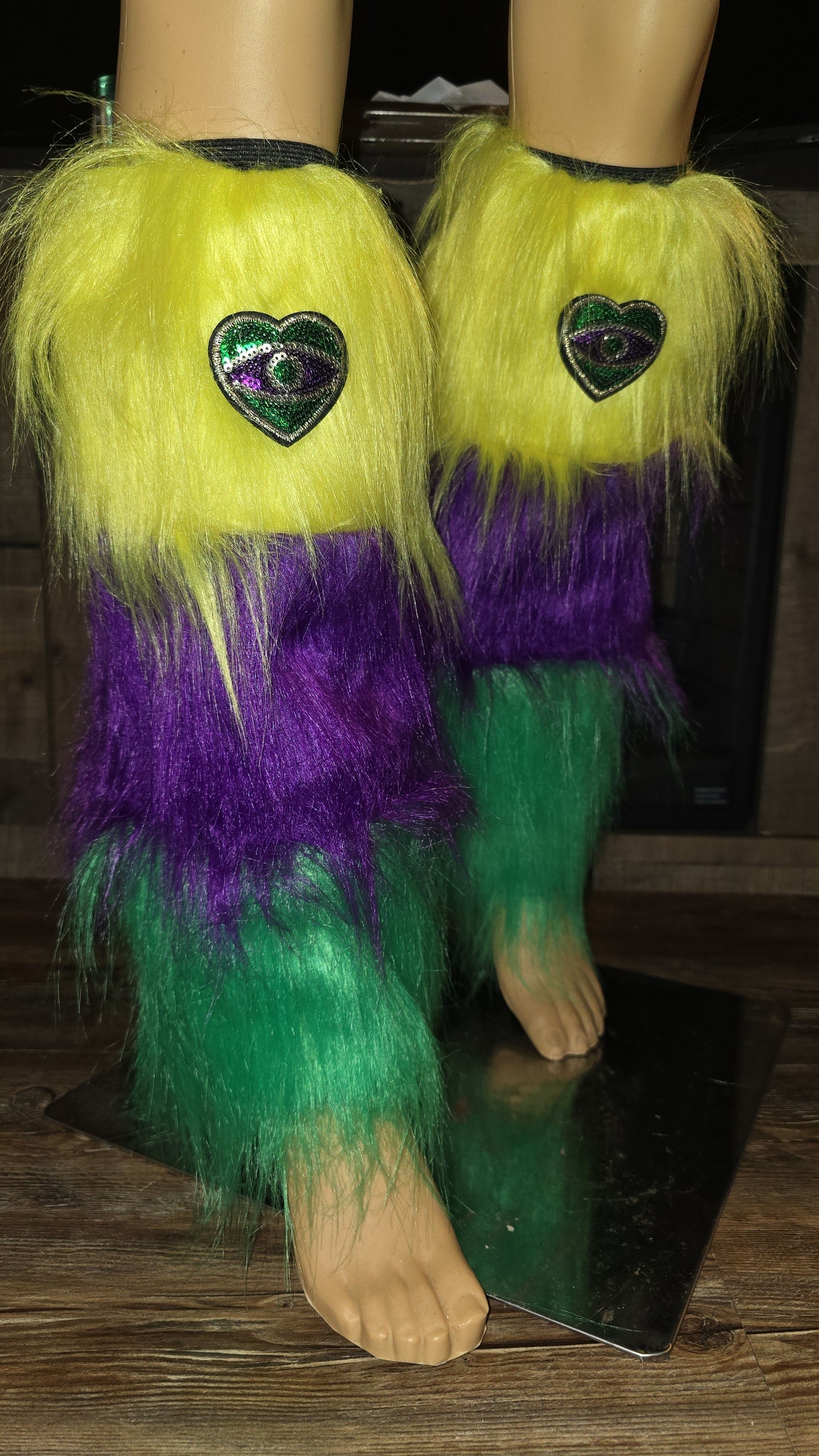 Mardi Gras Faux Fur Leg Covers