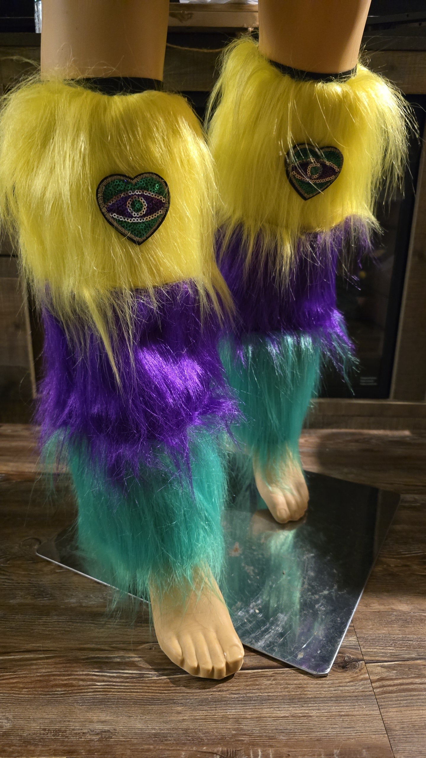 Mardi Gras Faux Fur Leg Covers