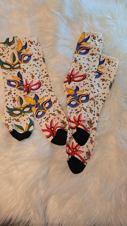 Mardi Gras Cream Carnival Mask socks