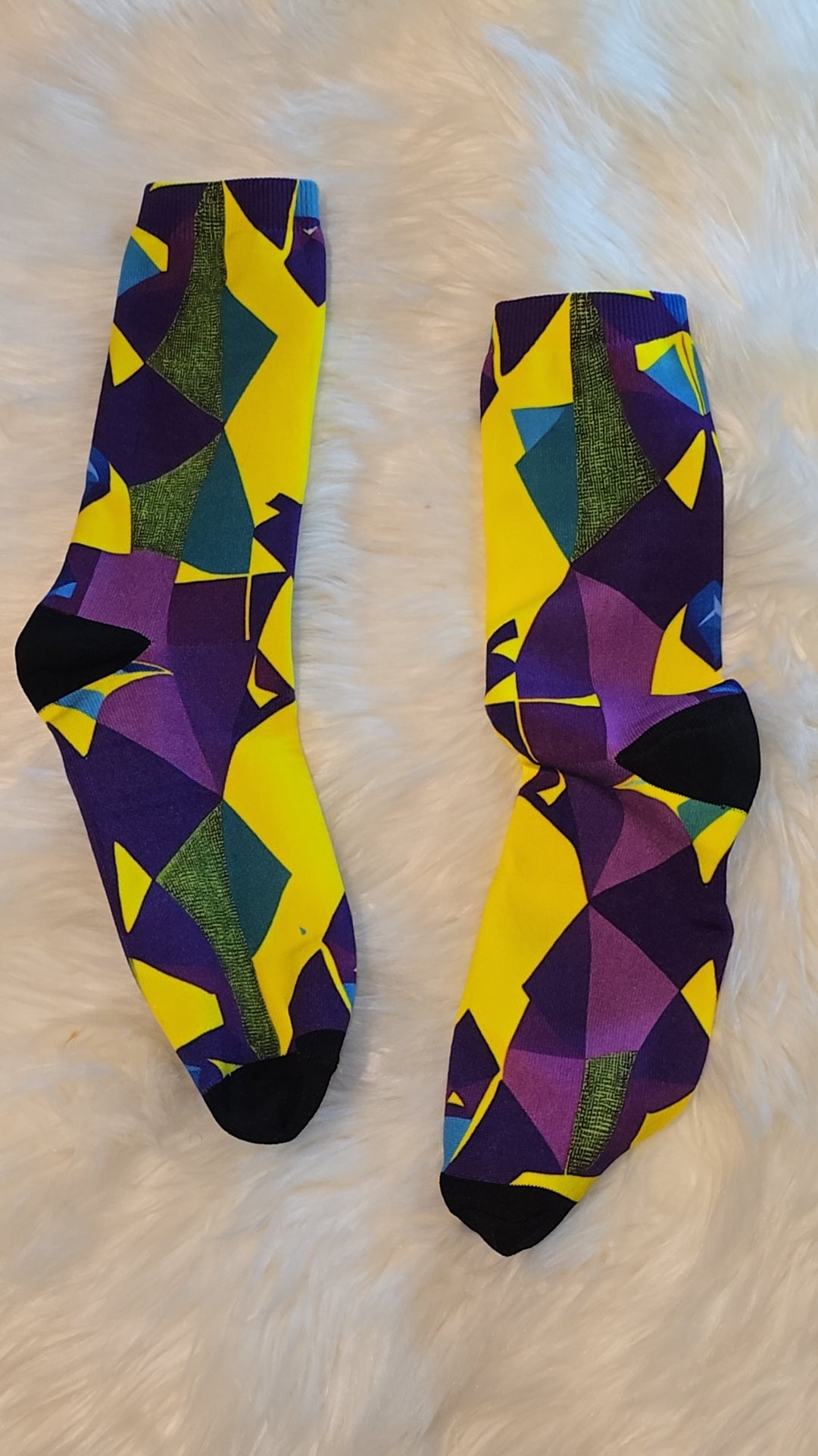 Mardi Gras Geometric socks