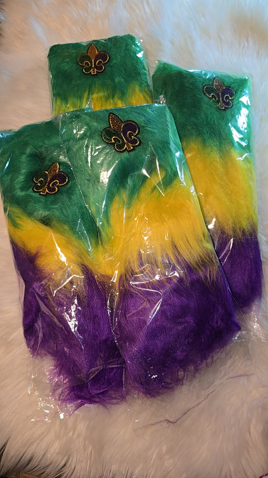 Mardi Gras Faux Fur Leg Covers