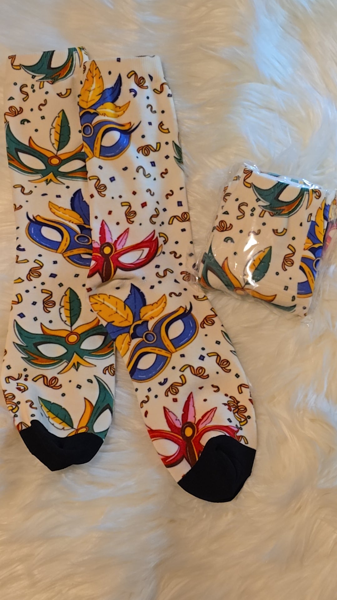 Mardi Gras Cream Carnival Mask socks