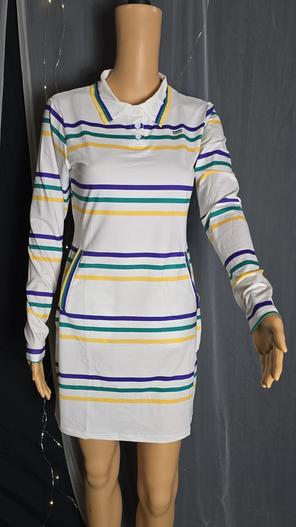 Mardi Gras Long Sleeve Dress