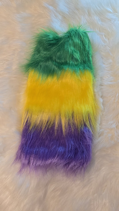 Mardi Gras Faux Fur Leg Covers