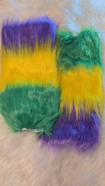 Mardi Gras Faux Fur Leg Covers