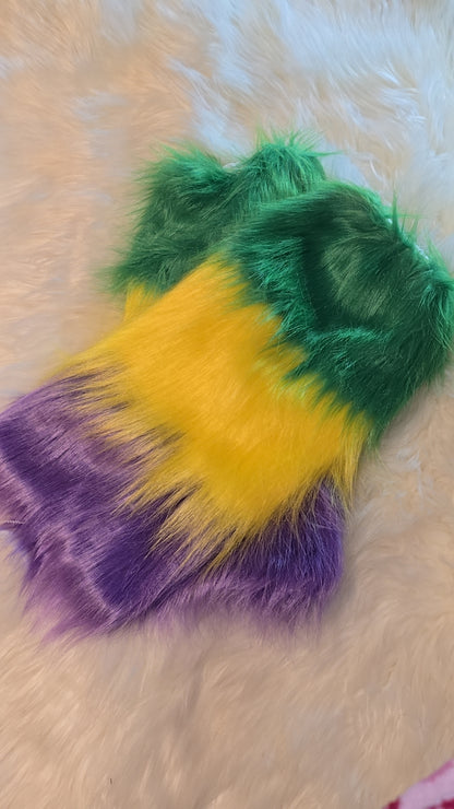 Mardi Gras Faux Fur Leg Covers