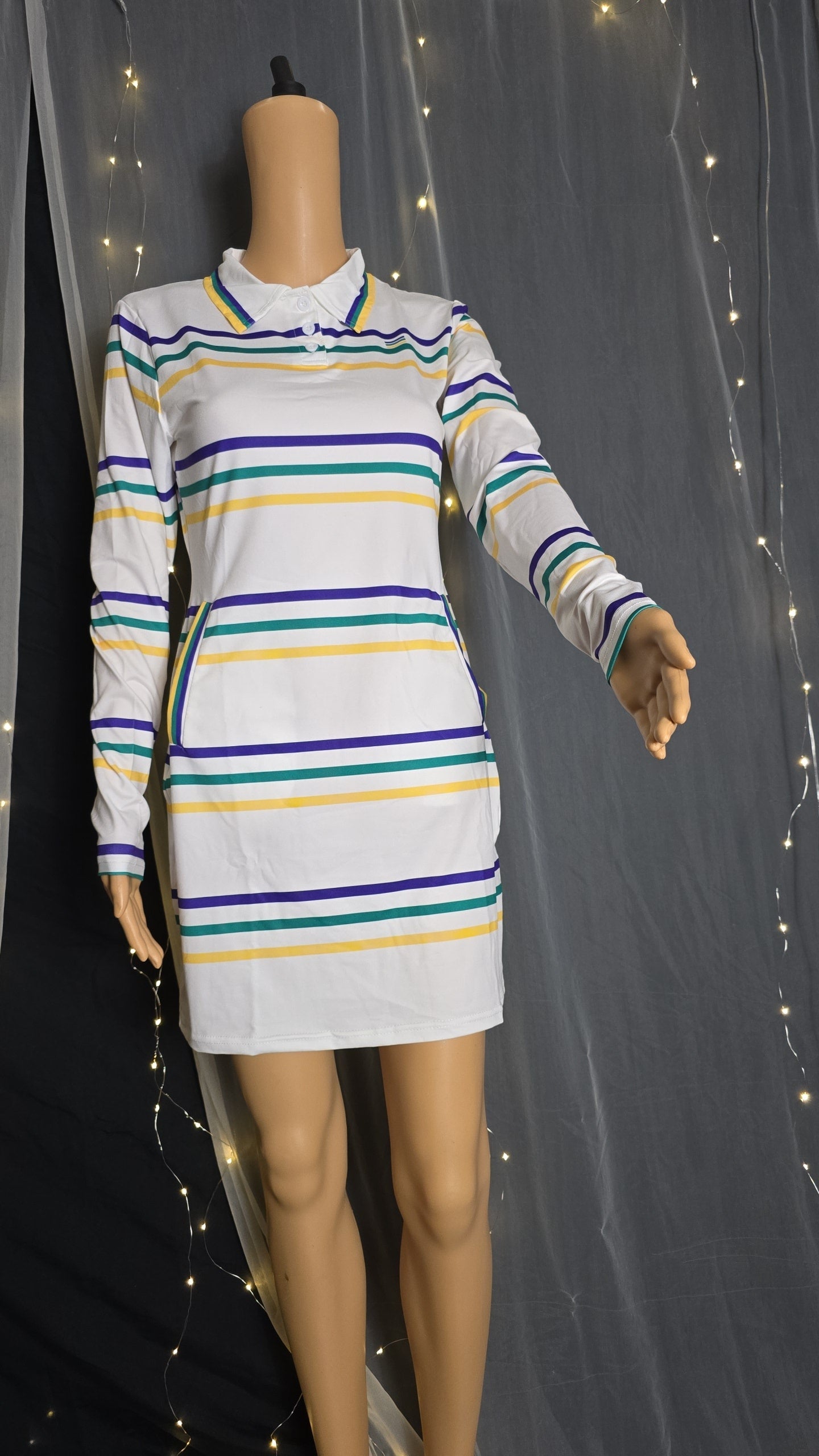 Mardi Gras Long Sleeve Dress