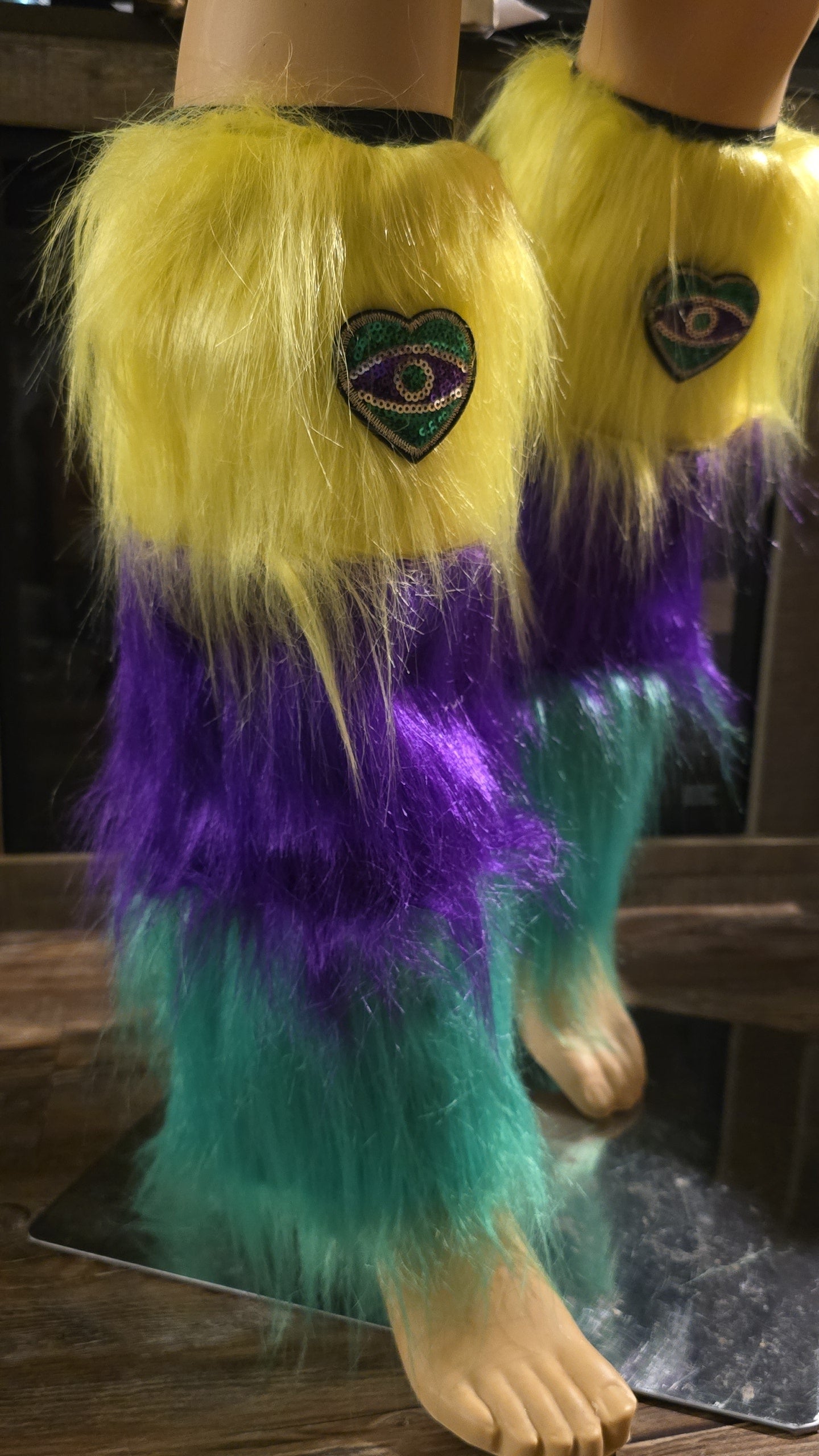 Mardi Gras Faux Fur Leg Covers
