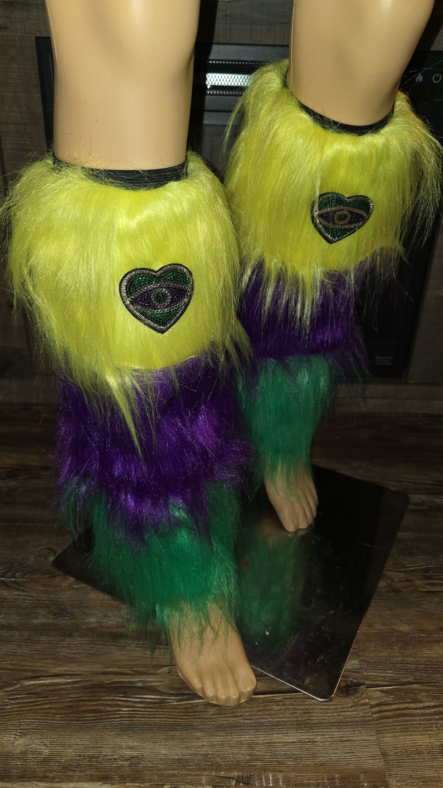 Mardi Gras Faux Fur Leg Covers