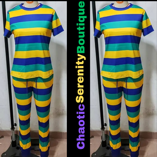 Mardi Gras Stripes 2 Piece set