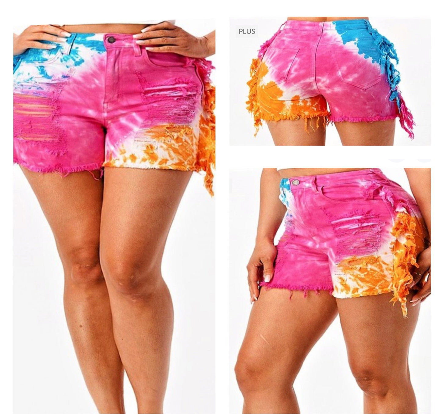 Colorful Plus Size Fringe Shorts